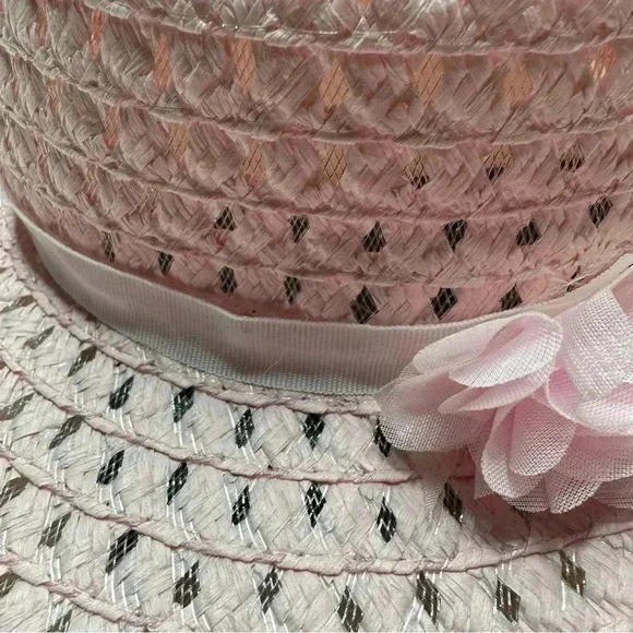 Pink Straw Hat Girls Flower Size 5T - Picture 4 of 16